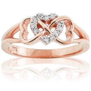 10k Rose Gold Diamond Heart Ring